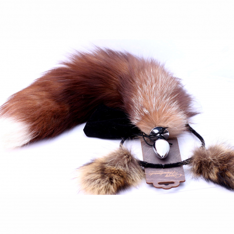 Пробка с хвостом + ободок с ушками "Crazy Handmade" металл, S 