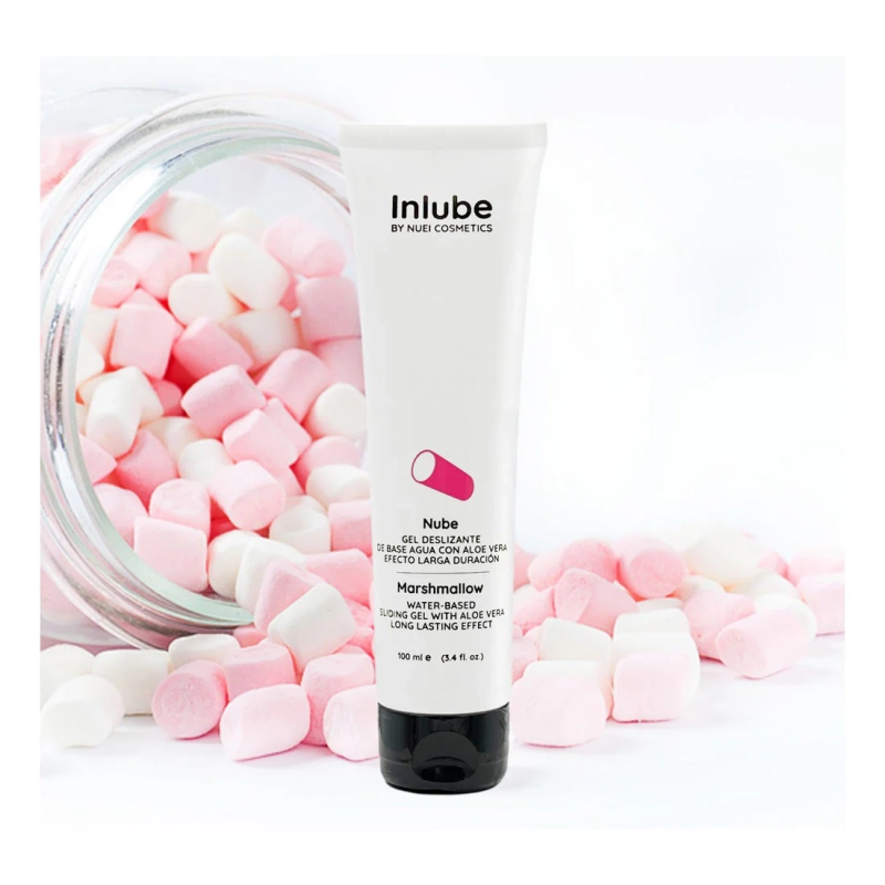 Гель на водной основе с ароматом и вкусом маршмэллоу "Nuei Inlube Marsmallow" с алоэ вера, 100ml 