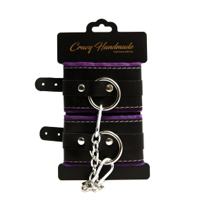 Наручники с мягкой фиолетовой подкладкой "Crazy Handmade" кожа